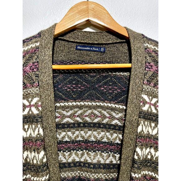 Abercrombie & Fitch sweater long cardigan fair northern isles pockets women's XS - Picture 3 of 5